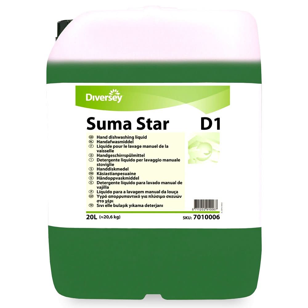 Suma Star D1 - Handmatig geconcentreerd vloeibaar wasmiddel voor professionele vaat 20L Detergenti Nati Shop