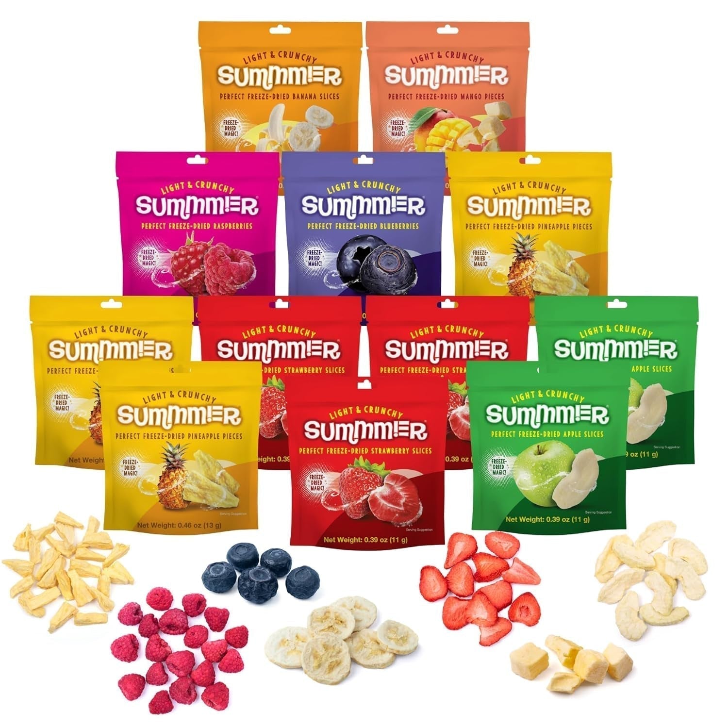 Summer Gevriesdroogde Aardbeien - Pakket van 5 - Suikervrij, 100% natuurlijke, heerlijke knapperige snacks voor kinderen en volwassenen, ideaal voor granen en lunchboxen (55 g) Naty Shop Gedehydrateerde producten Pakket van 12 Mix