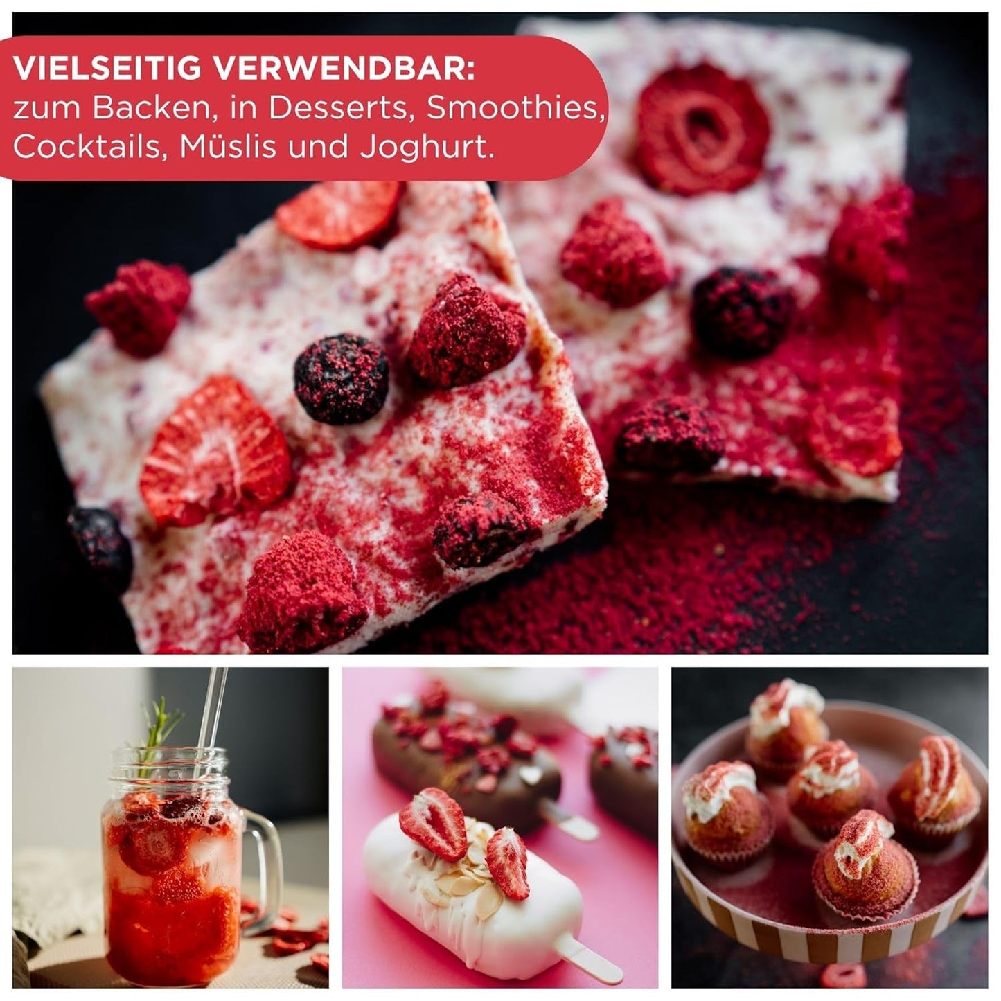 Summer gevriesdroogde aardbeien - pakje van 5 - suikervrij, 100% natuurlijk, heerlijke knapperige snacks voor kinderen en volwassenen, ideaal voor ontbijtgranen en lunchboxen (55g) Gedroogde producten Naty Shop