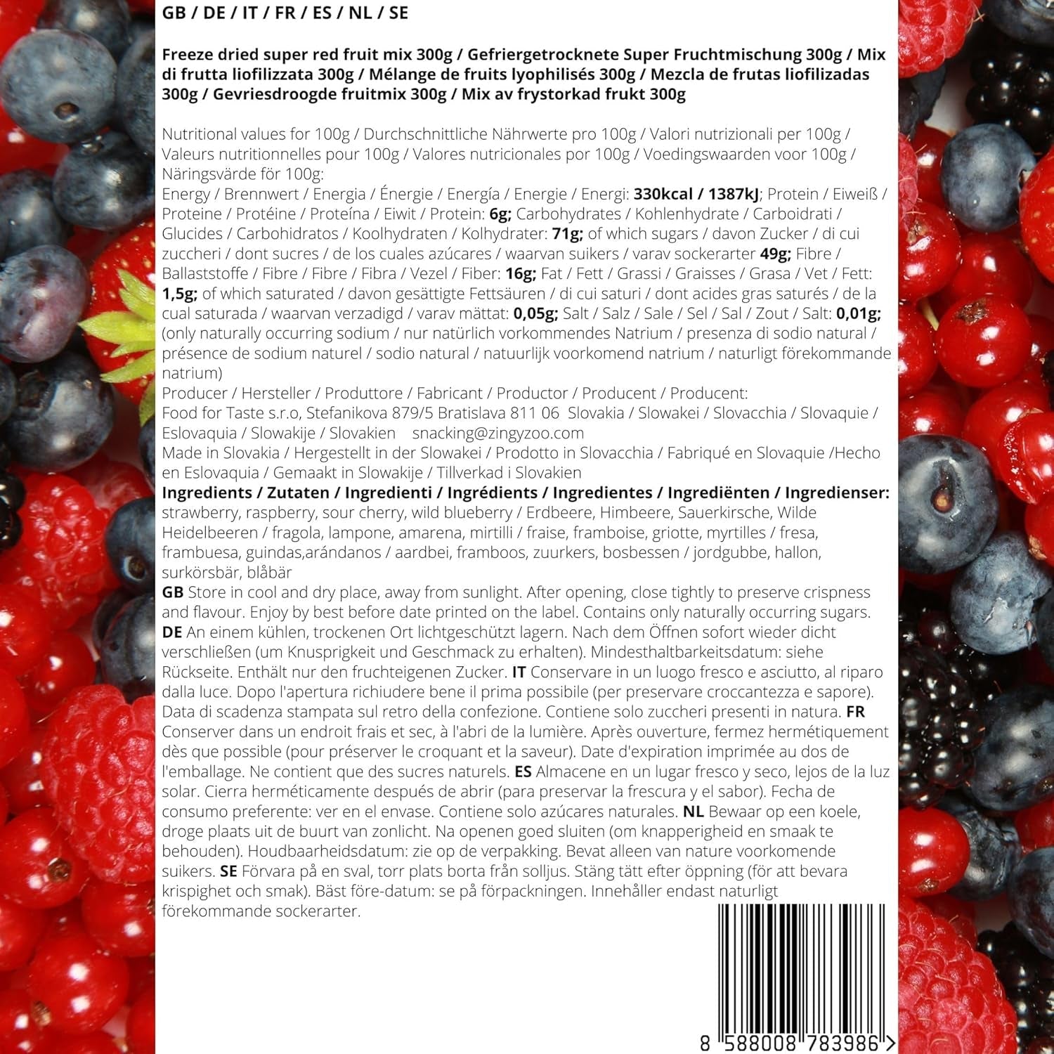 Super Bessen Gevriesdroogde Fruitmix | XL 300g Gedroogd fruit zonder suiker | Gedroogd fruit | Gedroogd fruit Gevriesdroogde aardbeien Frambozen Bosbessen Gevriesdroogde ZingyZoo Gedehydrateerde producten Naty Shop