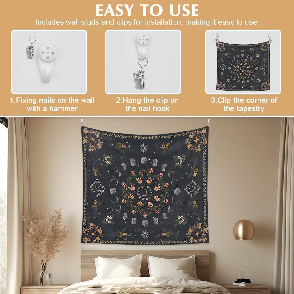 Wandtapijt 130 130mx150m maanstanden bloemen canvas Huis - Accessoires en Decoratie Naty Shop