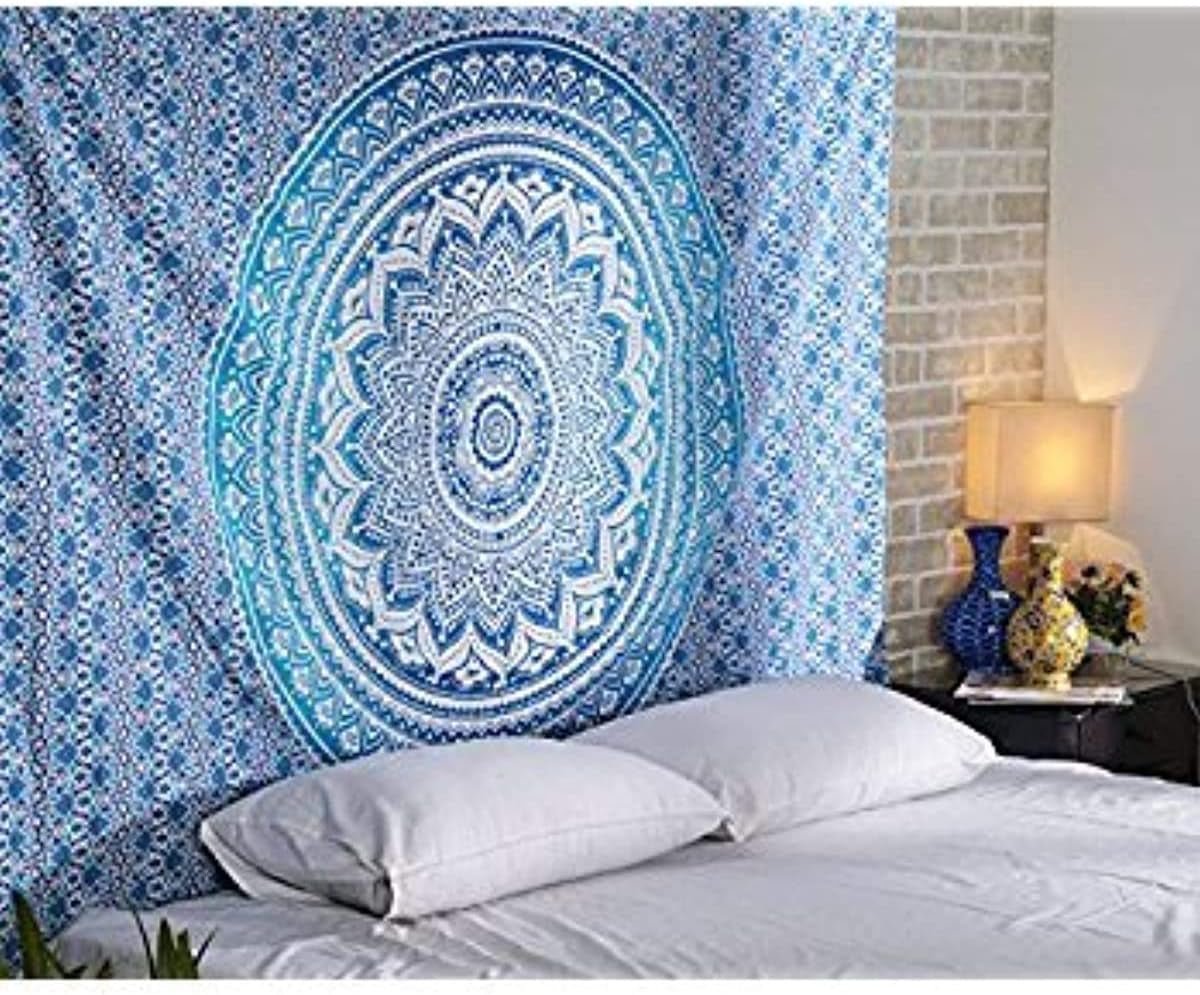 Wandtapijt aakriti gallery katoenen mandala bedovertrek Home - Accessoires en Decoratie Naty Shop Blauw 13L X 4,1B Cm