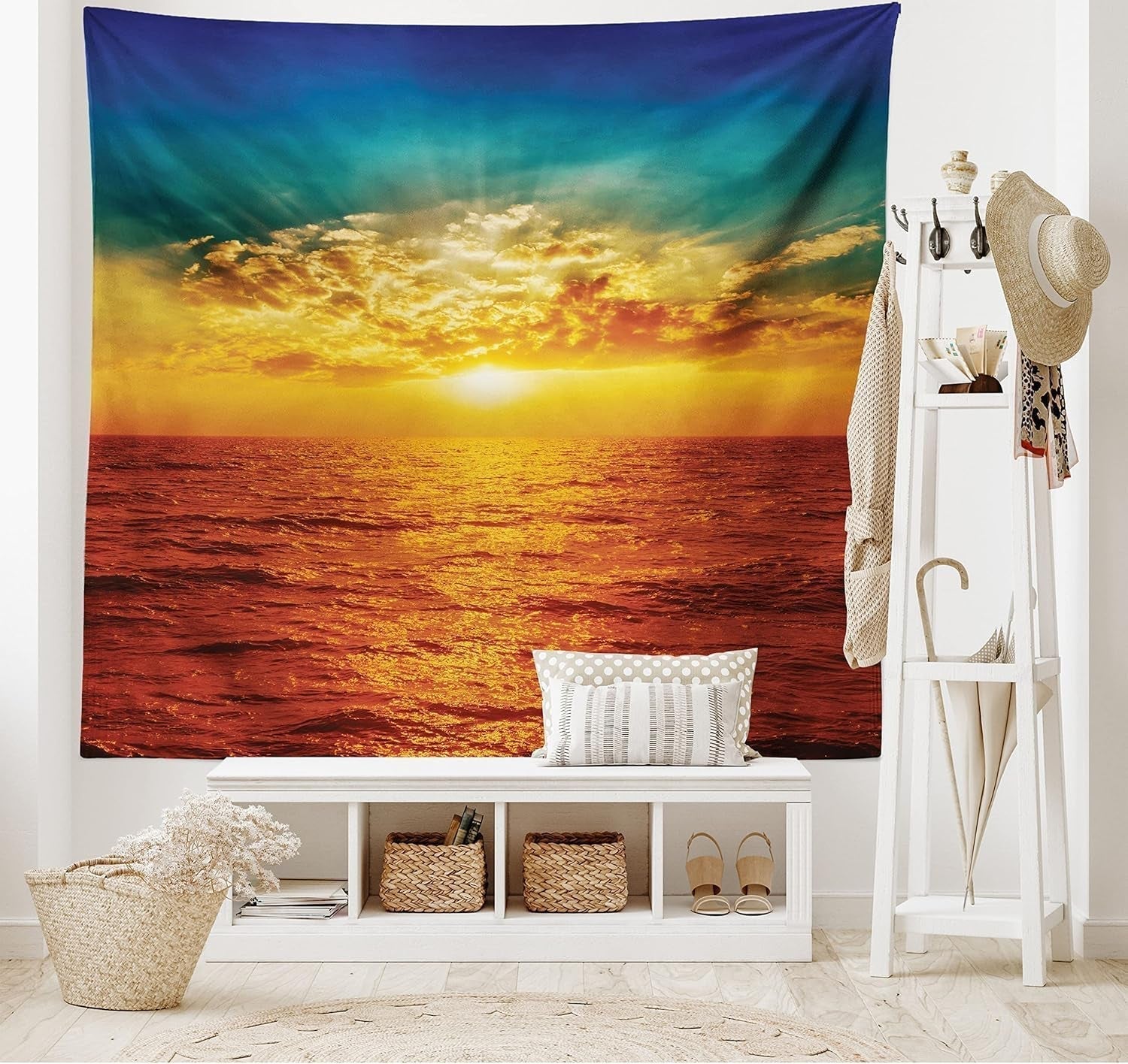 Wandtapijt abakuhaus reislust dierenkaart van de wereld tekeningen Home - Accessoires en Decoratie Naty Shop Tan 150L X 110B Cm