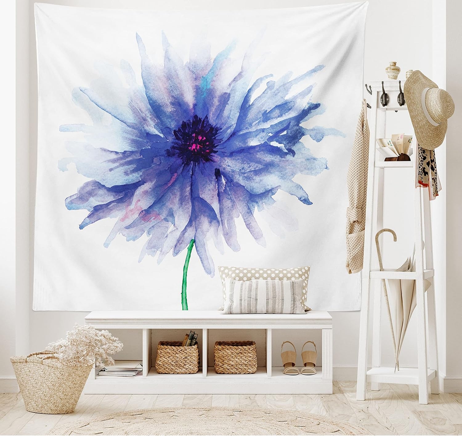 Wandtapijt abakuhaus reislust dierenwereldkaart tekeningen Home - Accessoires en Decoratie Naty Shop Marineblauw Wit 230L X 140B Cm