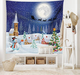 Wandtapijt abakuhaus reislust dierenwereldkaart tekeningen Home - Accessoires en Decoratie Naty Shop Blauw wit 150L X 110B Cm