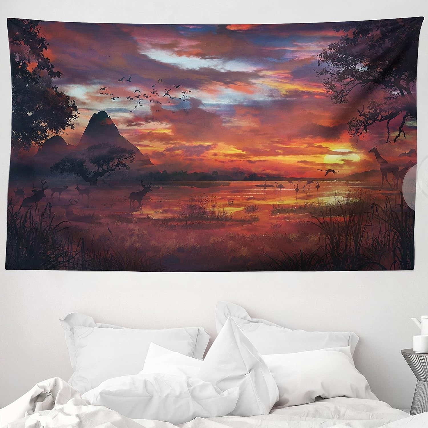 Wandtapijt abakuhaus reislust dierenkaart van de wereld tekeningen Home - Accessoires en Decoratie Naty Shop Oranje Zwart 230L X 140B Cm