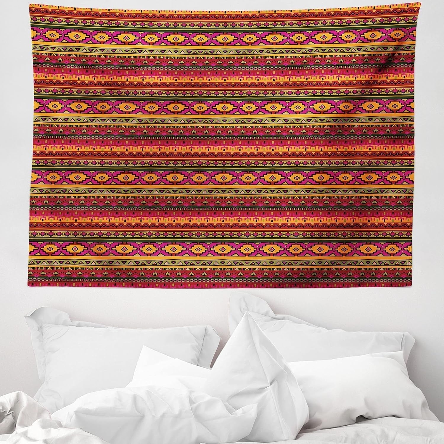 Wandtapijt abakuhaus reislust dierenwereldkaart tekeningen Home - Accessoires en Decoratie Naty Shop Donkerrood oranje 150L X 110B Cm