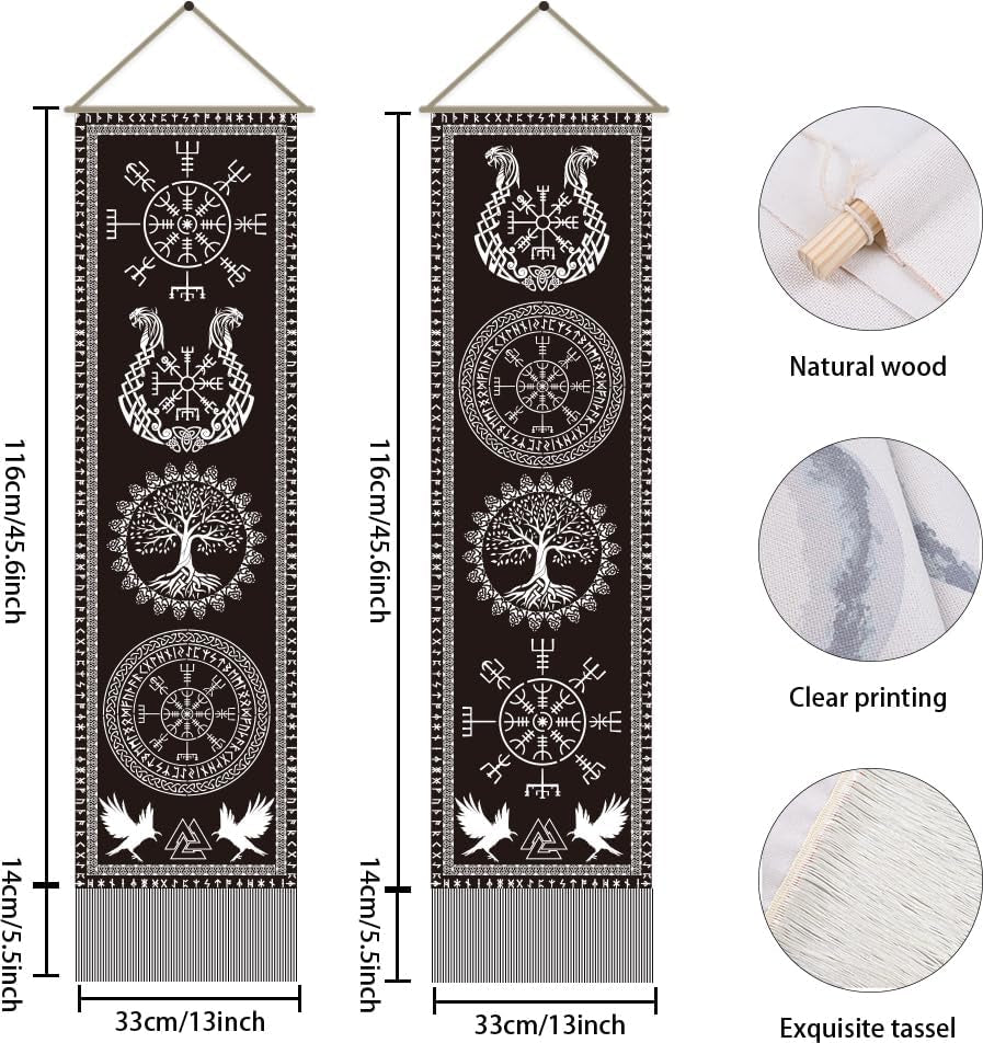 Wandtapijt een handmaker viking symbool levensboom runen Huis - Accessoires en Decoratie Naty Shop