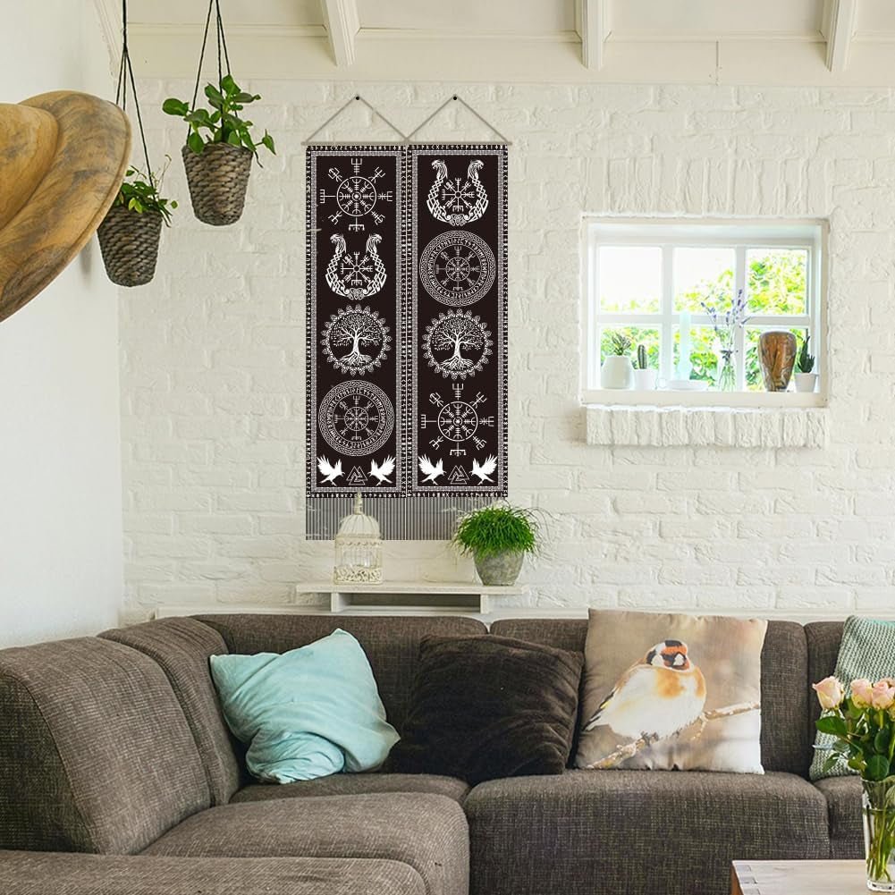 Wandtapijt een handmaker viking symbool levensboom runen Huis - Accessoires en Decoratie Naty Shop