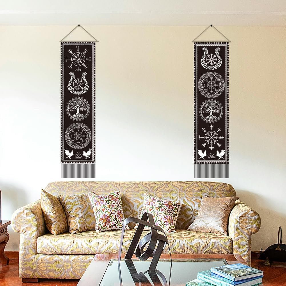 Wandtapijt een handmaker viking symbool levensboom runen Huis - Accessoires en Decoratie Naty Shop