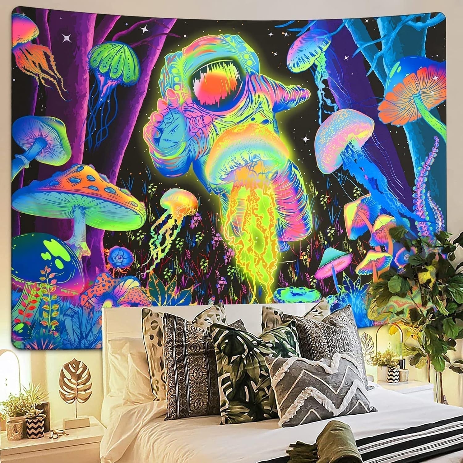 Wandtapijt alishomtll zwart licht abstracte kunst aan de muur Home - Accessoires en Decoratie Naty Shop