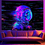 Wandtapijt alishomtll fluorescerende schedel astronaut zwart licht Woon - Accessoires en Decoratie Naty Shop Multi 210L X 150B Cm