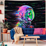 Wandtapijt alishomtll fluorescerende schedel astronaut zwart licht Home - Accessoires en Decoratie Naty Shop