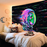 Wandtapijt alishomtll fluorescerende schedel astronaut zwart licht Home - Accessoires en Decoratie Naty Shop
