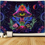 Wandtapijt alishomtll fluorescerende paddestoel zwart licht mandala Home - Accessoires en Decoratie Naty Shop