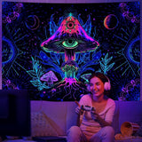 Wandtapijt alishomtll fluorescerende paddestoel zwart licht mandala Home - Accessoires en Decoratie Naty Shop