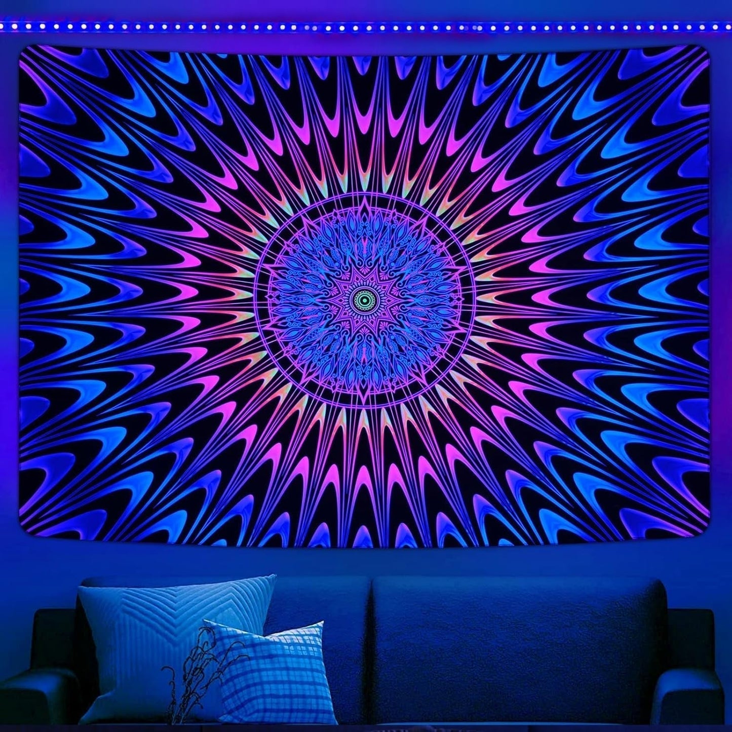 Wandtapijt alishomtll gekleurde mandala zwart licht kunst Home - Accessoires en Decoratie Naty Shop 210L X 150B Cm