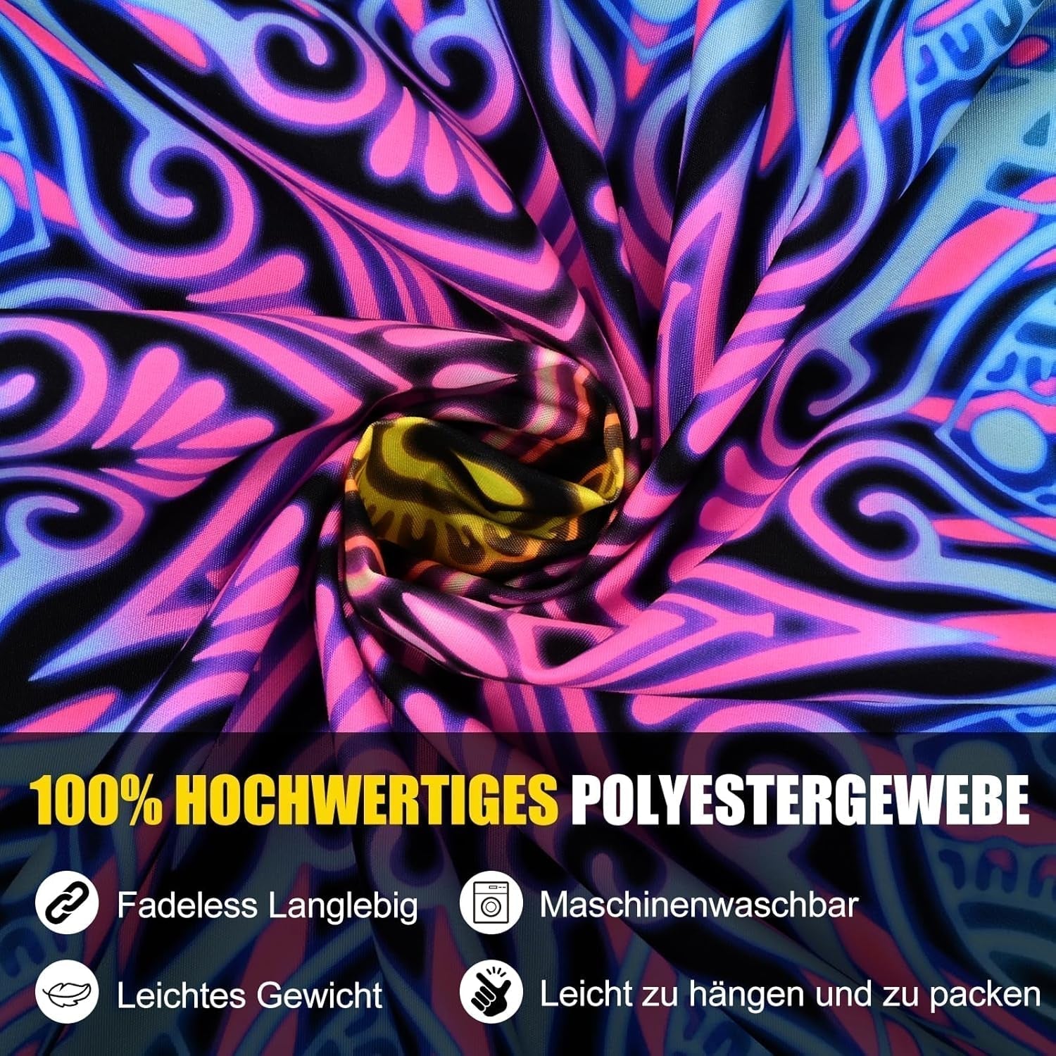 Wandtapijt alishomtll gekleurde mandala zwart licht kunst Home - Accessoires en Decoratie Naty Shop