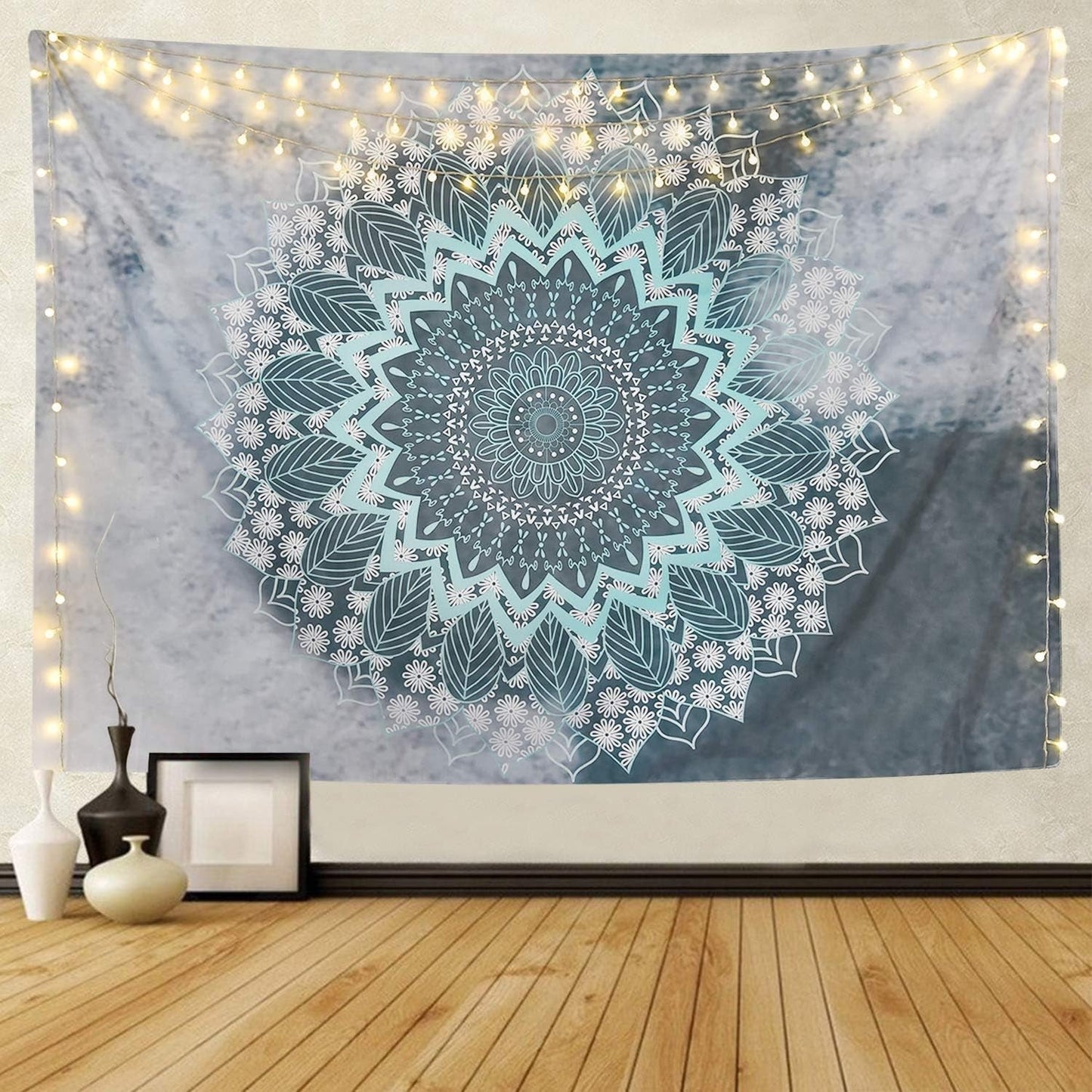 Wandtapijt alishomtll Indiase mandala yoga hippiedoek Home - Accessoires en Decoratie Naty Shop 1 mandala (grijs+blauw) 235L X 235B Cm