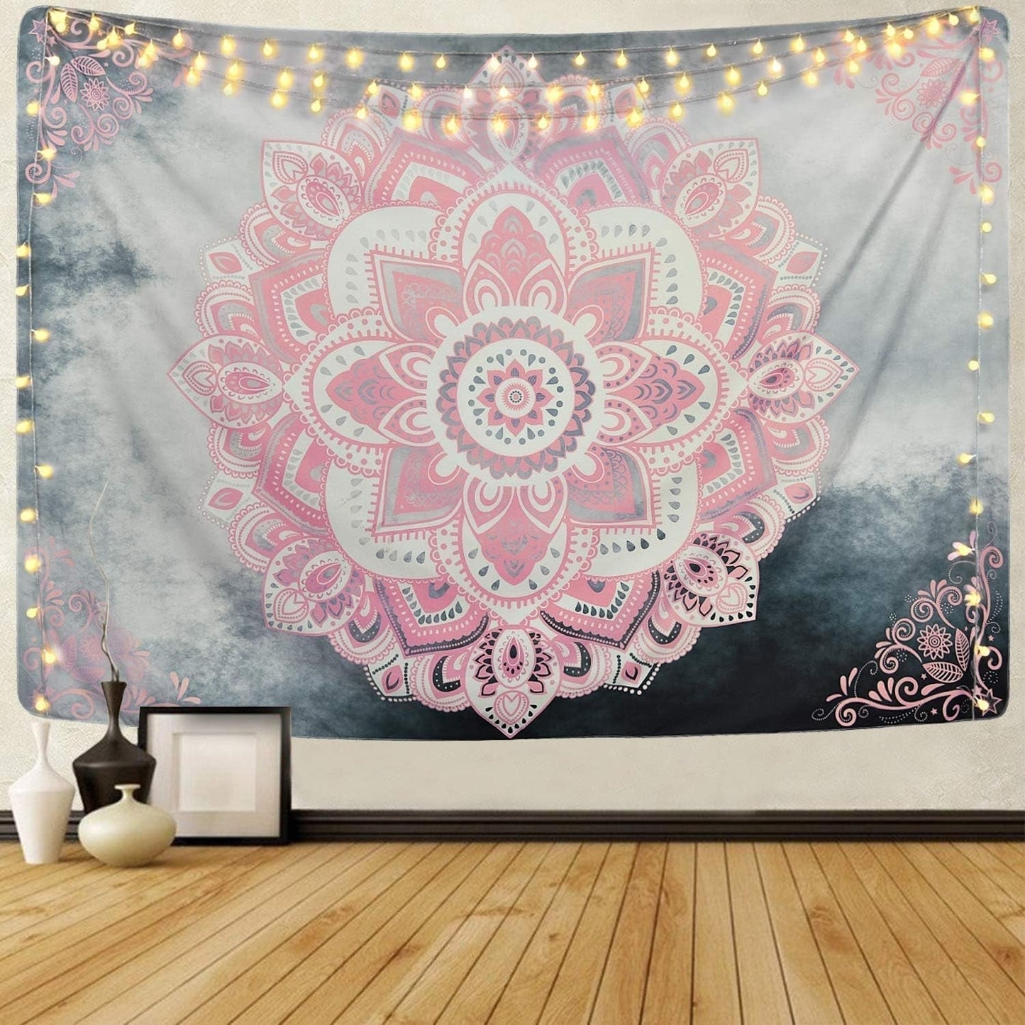 Wandtapijt alishomtll mandala indian bohemian doek Woon - Accessoires en Decoratie Naty Shop Grijs roze 210,1L X 150,1B Cm