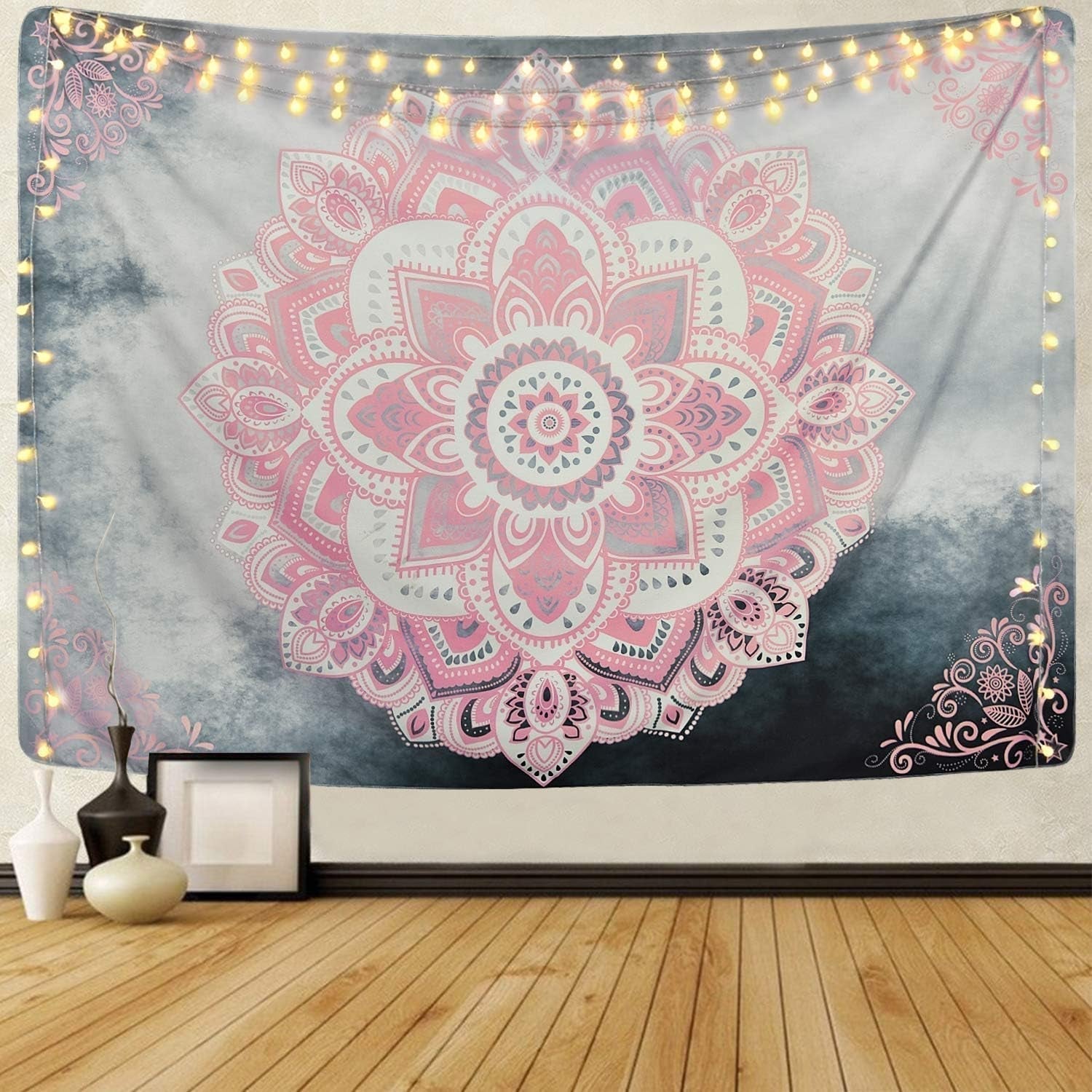 Wandtapijt alishomtll mandala indian bohemian doek Woon - Accessoires en Decoratie Naty Shop Grijs roze 210,1L X 150,1B Cm