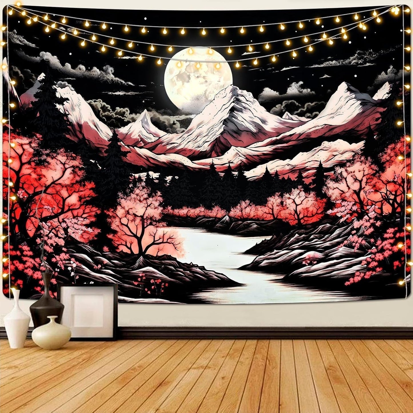 Wandtapijt alishomtll bergtafereel maan bos bergen Woon - Accessoires en Decoratie Naty Shop Multi 210L X 150B Cm