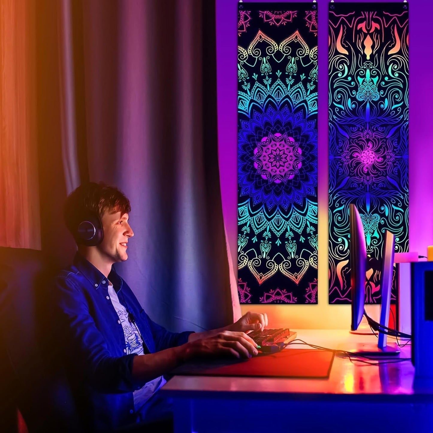 Wandtapijten alishomtll pack mandala reactief bohemien verticaal Huis - Accessoires en Decoratie Naty Shop
