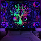 Wandtapijt alishomtll boom leven fluorescerende zon en maan Home - Accessoires en Decoratie Naty Shop Multi 210L X 150B Cm