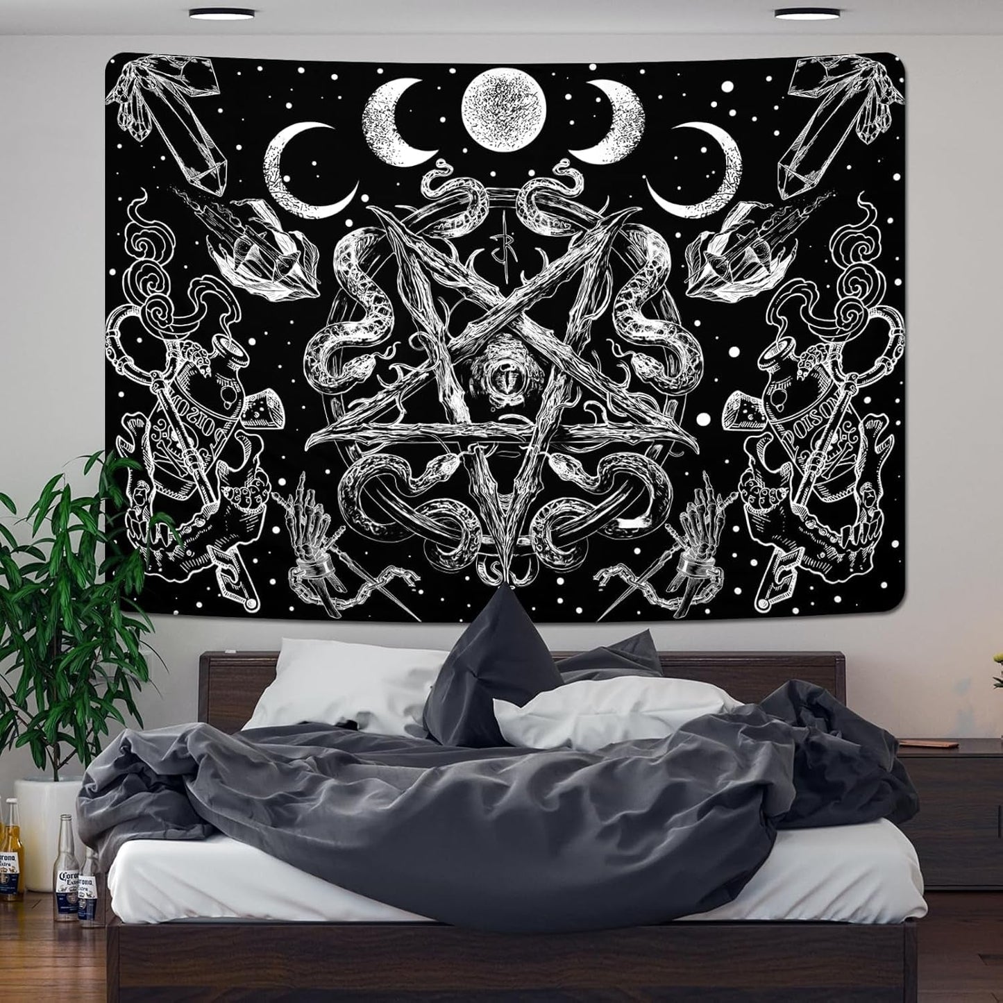Wandtapijt alishomtll heksenslang esthetische gotische pentagram muur Home - Accessoires en Decoratie Naty Shop