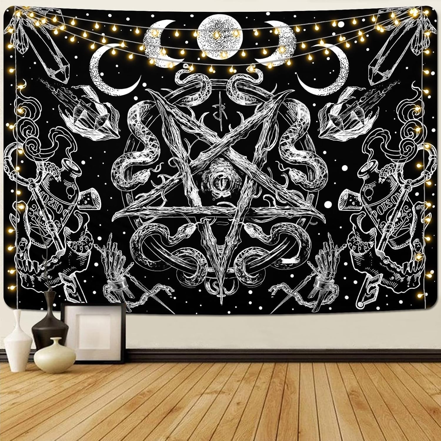 Wandtapijt alishomtll heksenslang esthetische gotische pentagram muur Home - Accessoires en Decoratie Naty Shop Pentagram 210L X 150B Cm