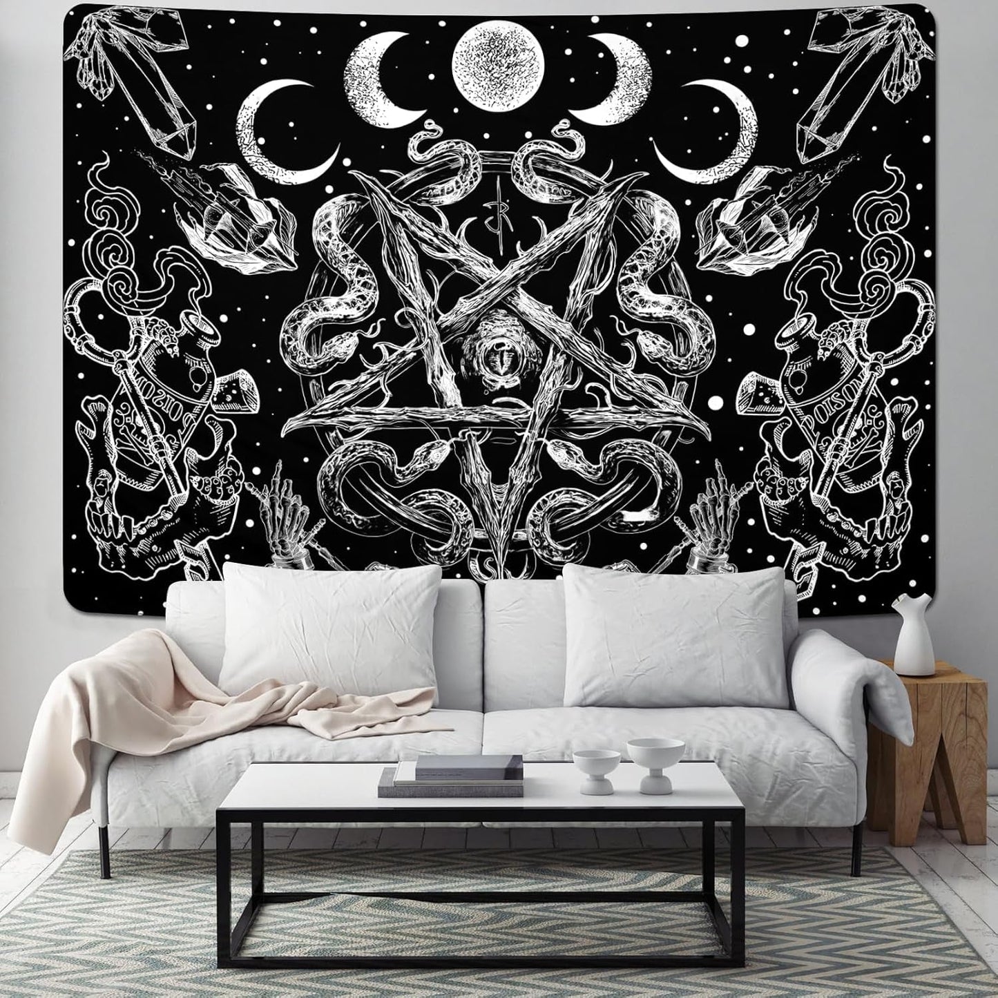 Wandtapijt alishomtll heksenslang esthetische gotische pentagram muur Home - Accessoires en Decoratie Naty Shop