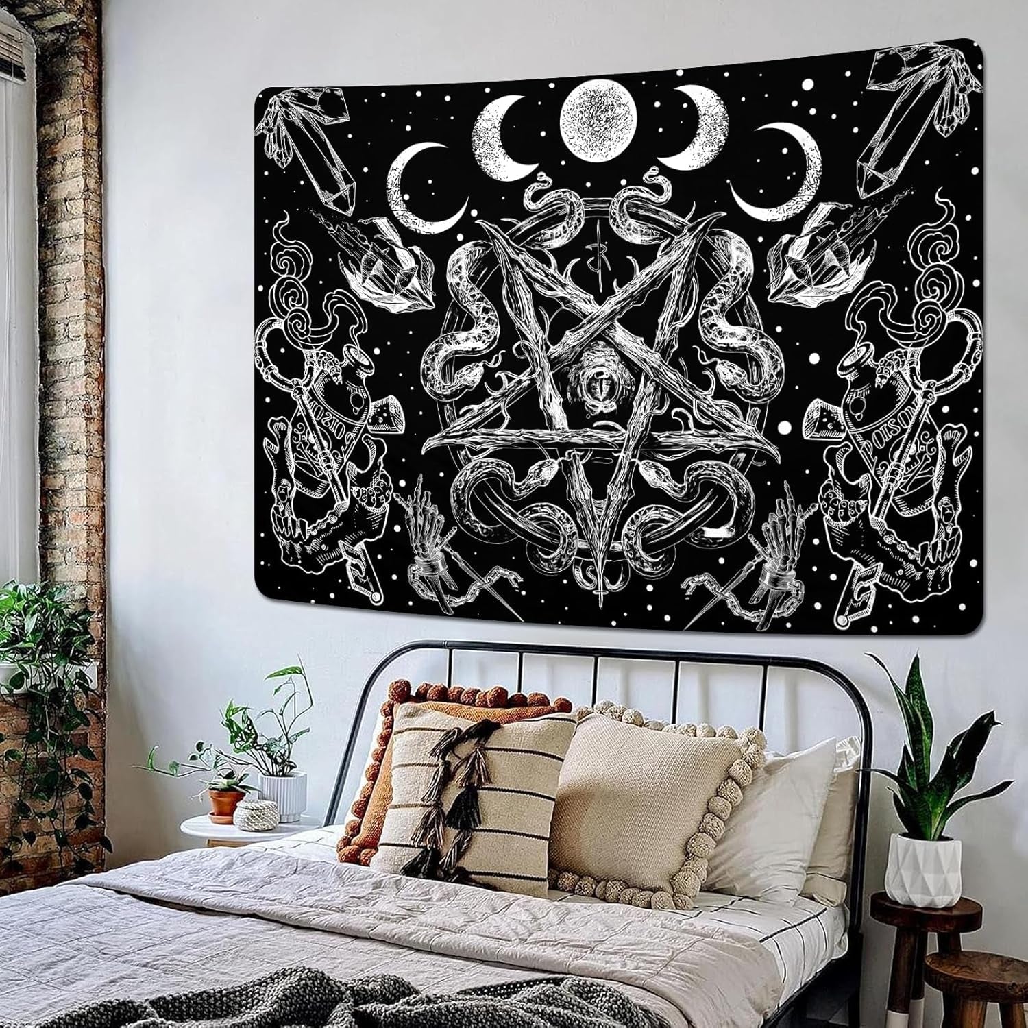Wandtapijt alishomtll heksenslang esthetische gotische pentagram muur Home - Accessoires en Decoratie Naty Shop