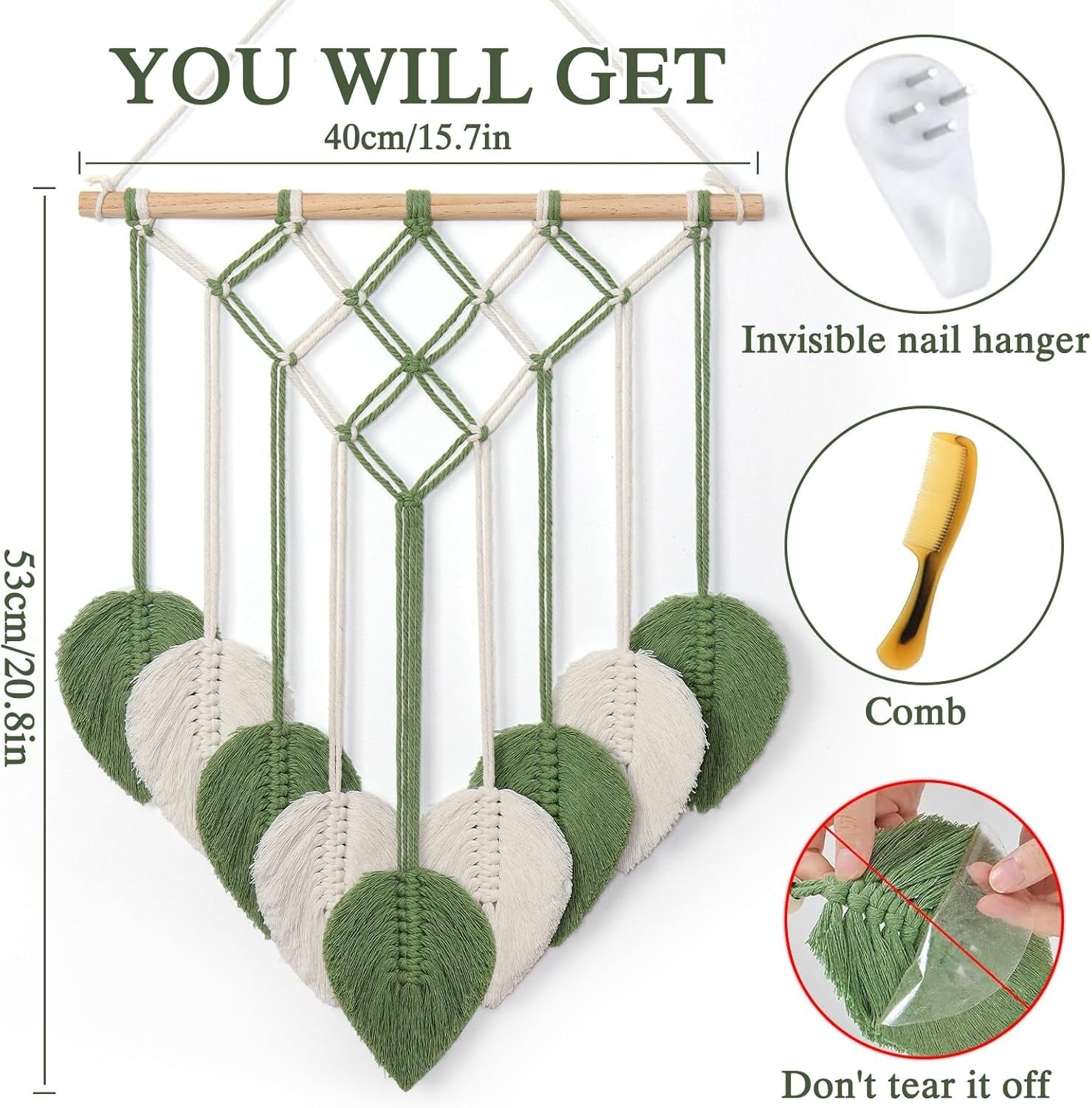Wandtapijt asnisch wandtapijt geweven groene bladeren Home - Accessoires en Decoratie Naty Shop