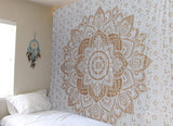 Wandtapijt goud metallic mandala Strandsprei van Indiaas katoen Casa - Accessoires en Decoratie Naty Shop