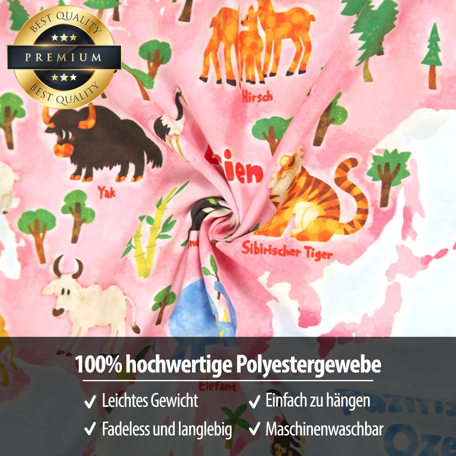 Bashom wandtapijt Duitse dierenwereldkaart voor kinderen Home - Accessoires en Decoratie Naty Shop