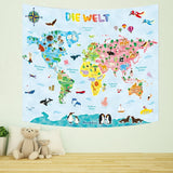 Bashom wandtapijt Duitse dierenwereldkaart voor kinderen Home - Accessoires en Decoratie Naty Shop