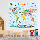 Bashom wandtapijt Duitse dierenwereldkaart voor kinderen Home - Accessoires en Decoratie Naty Shop Tp-007