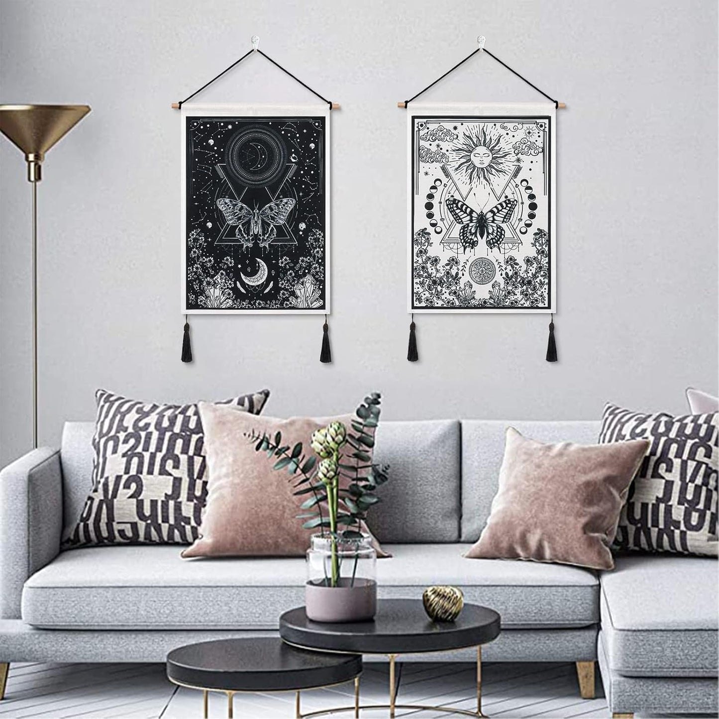 Wandtapijten betylfoy stukken kleine wandtapijten pailletten zon maan Home - Accessoires en Decoratie Naty Shop