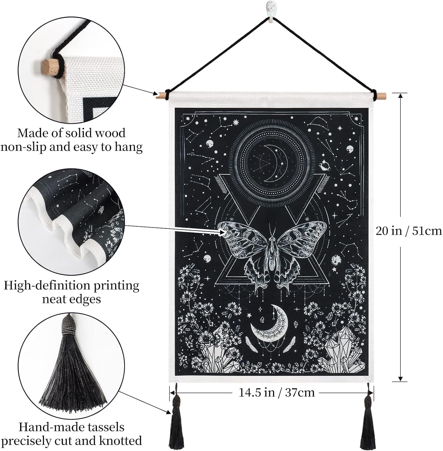 Wandtapijten betylfoy stukken kleine wandtapijten pailletten zon maan Home - Accessoires en Decoratie Naty Shop
