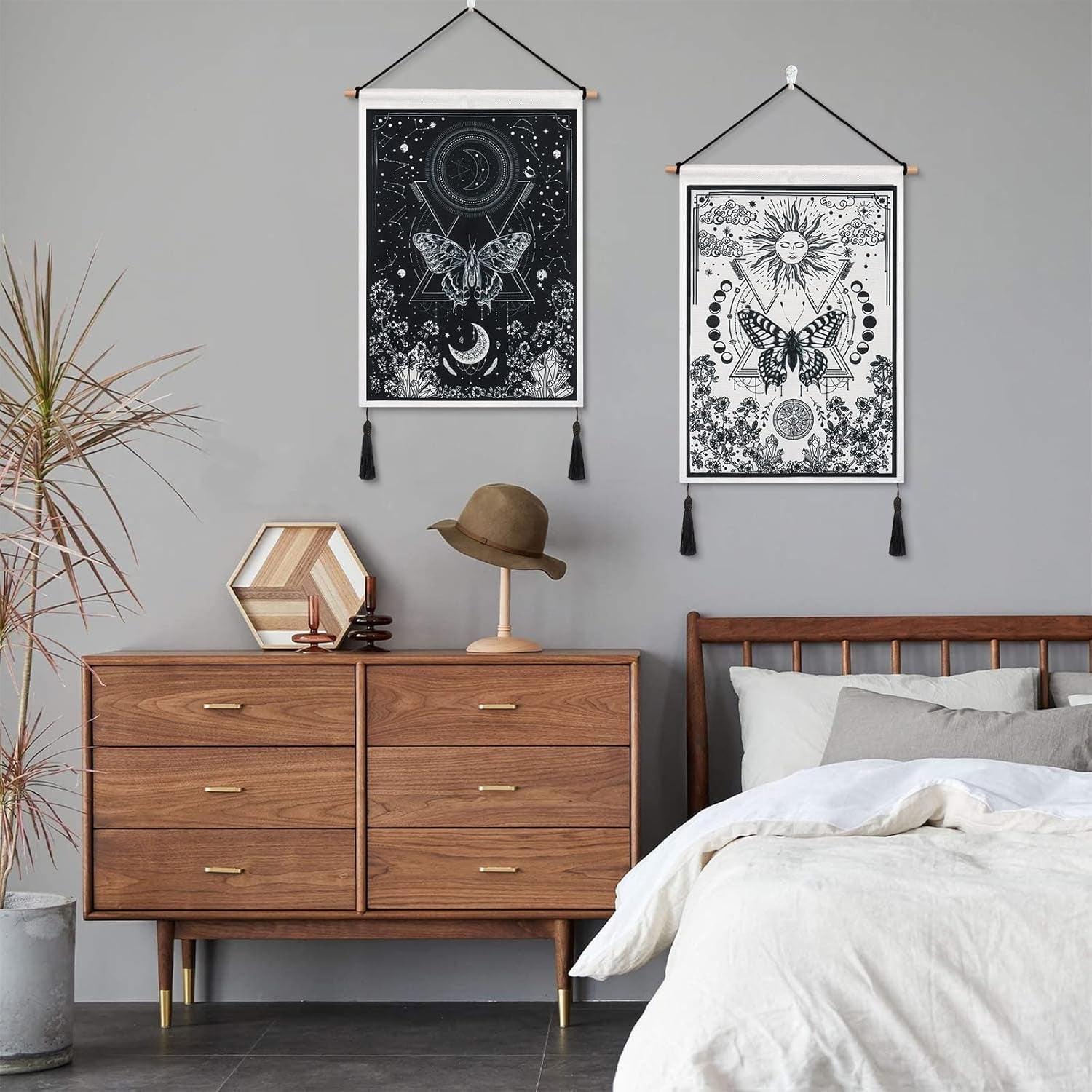 Wandtapijten betylfoy stukken kleine wandtapijten pailletten zon maan Home - Accessoires en Decoratie Naty Shop