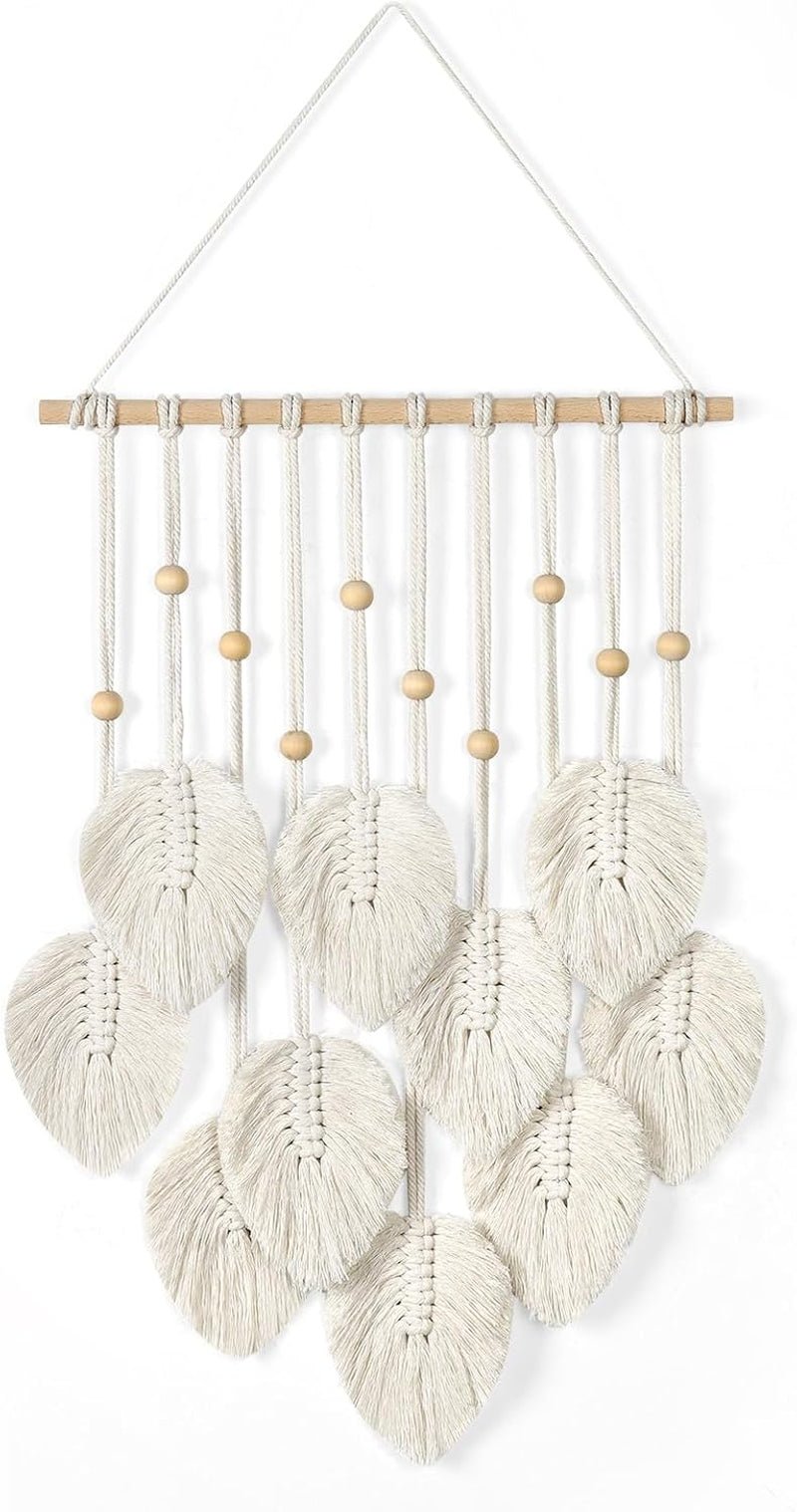 Wandtapijt betylfoy houten kralen groene bladeren Home - Accessoires en Decoratie Naty Shop Beige