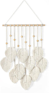 Wandtapijt betylfoy houten kralen groene bladeren Home - Accessoires en Decoratie Naty Shop Beige