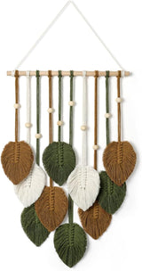 Wandtapijt betylfoy houten kralen groene bladeren Home - Accessoires en Decoratie Naty Shop Donkergroen