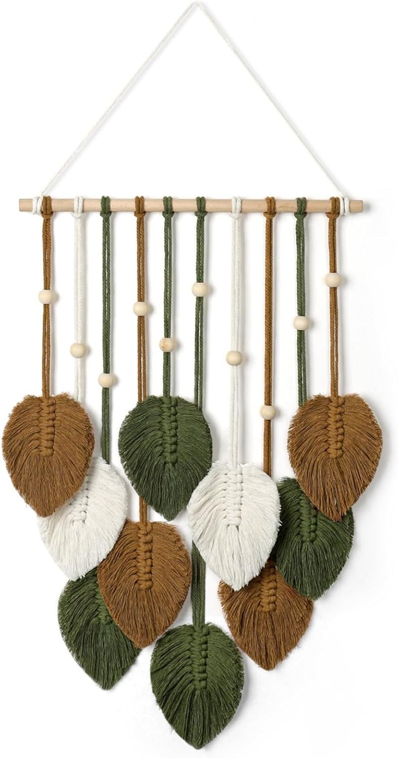 Wandtapijt betylfoy houten kralen groene bladeren Home - Accessoires en Decoratie Naty Shop Donkergroen