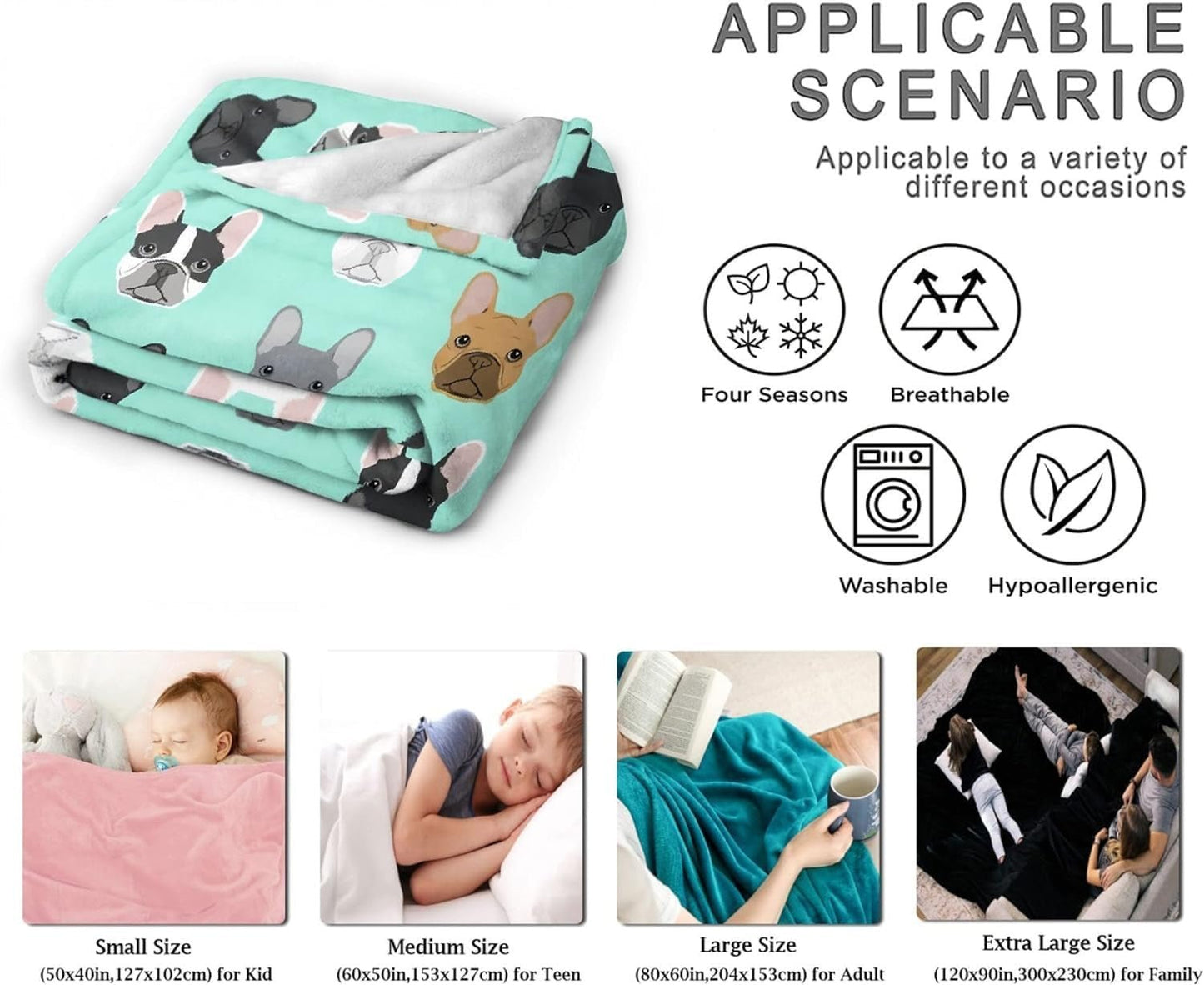 Wandtapijt van Franse bulldog met motief gedrukt voor het huis - Accessoires en Decoratie Naty Shop