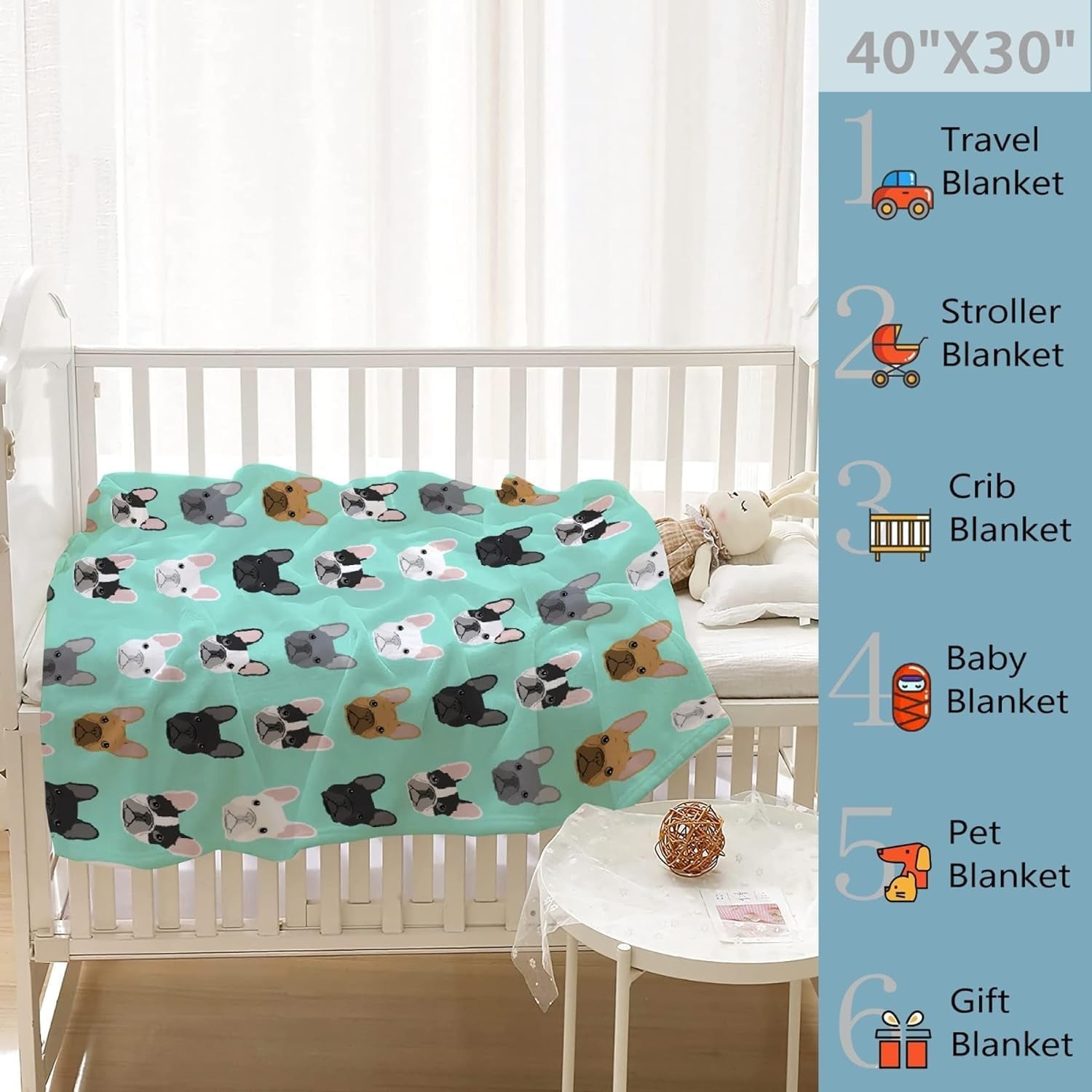 Wandtapijt van Franse bulldog met motief gedrukt voor het huis - Accessoires en Decoratie Naty Shop