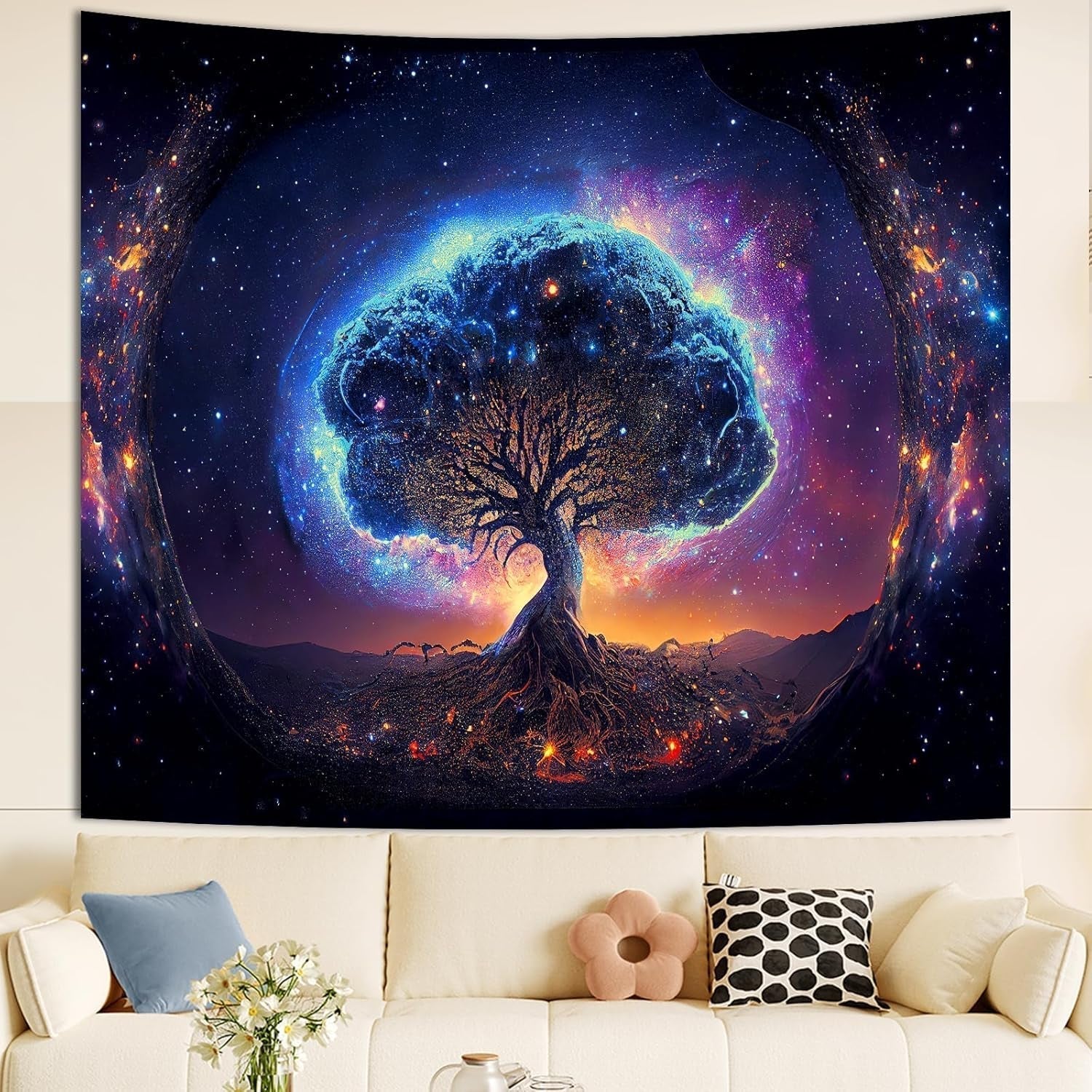 Boomtapijt zwart licht ruimtelijk esthetisch Wonen - Accessoires en Decoratie Naty Shop