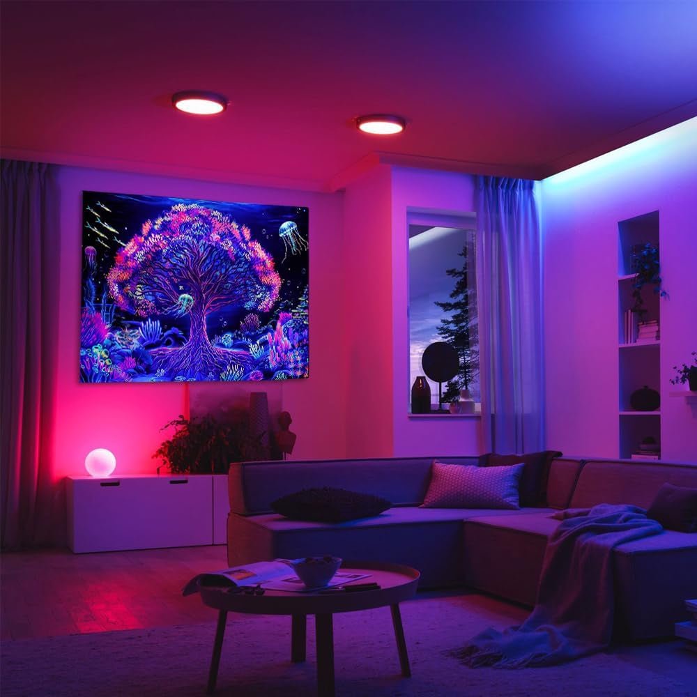 Wandtapijt levensboom fluorescerende mandala Home - Accessoires en Decoratie Naty Shop