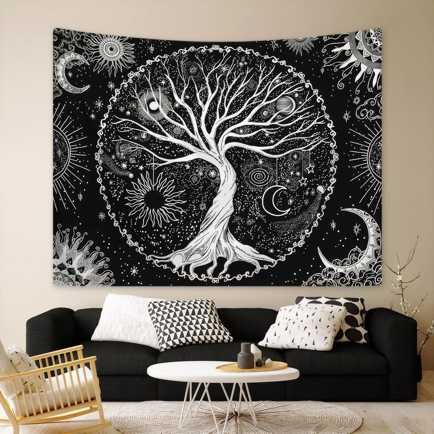 Levensboom wandtapijt zon maan Casa - Accessoires en Decoratie Naty Shop