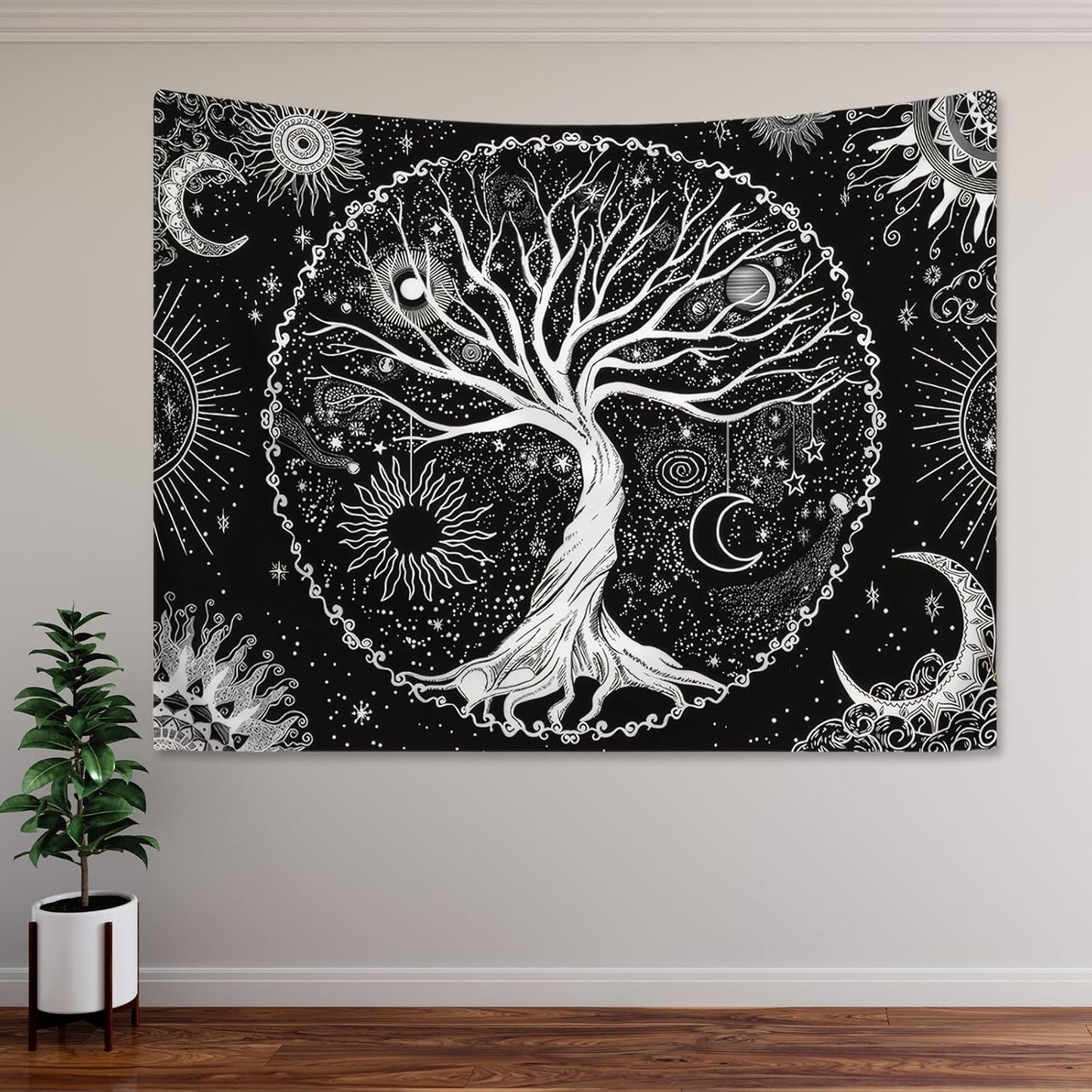 Levensboom wandtapijt zon maan Casa - Accessoires en Decoratie Naty Shop